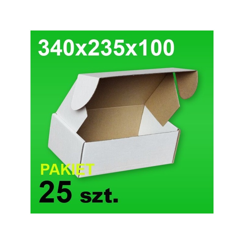 Pudełko F427 340x235x100 białe P-25 szt.