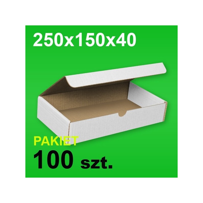 Pudełko F421 250x150x40 białe P-100 szt.