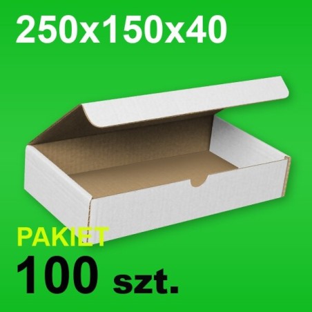 Pudełko F421 250x150x40 białe P-100 szt.