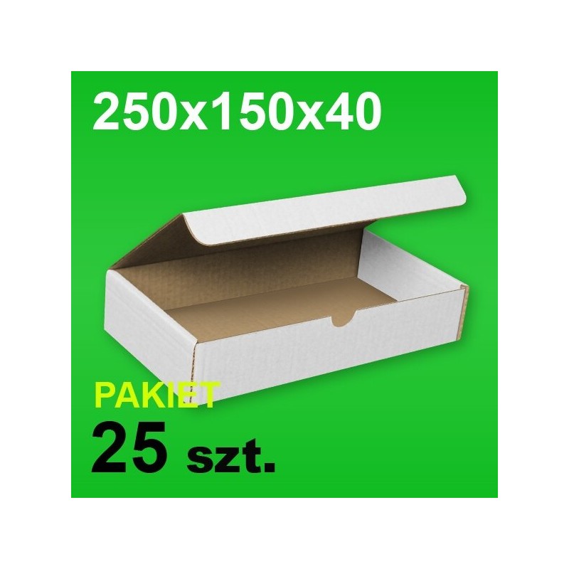 Pudełko F421 250x150x40 białe P-25 szt.