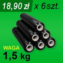 Folia stretch czarna 1,5 kg - 6 szt.