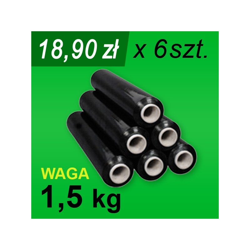 Folia stretch czarna 1,5 kg - 6 szt.