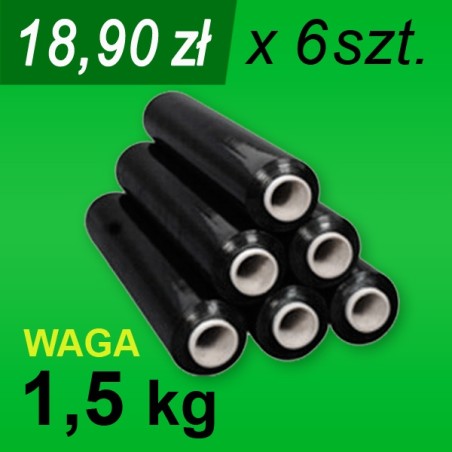 Folia stretch czarna 1,5 kg - 6 szt.