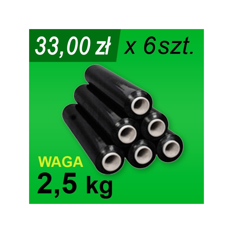 Folia stretch czarna 2,5 kg - 6 szt.