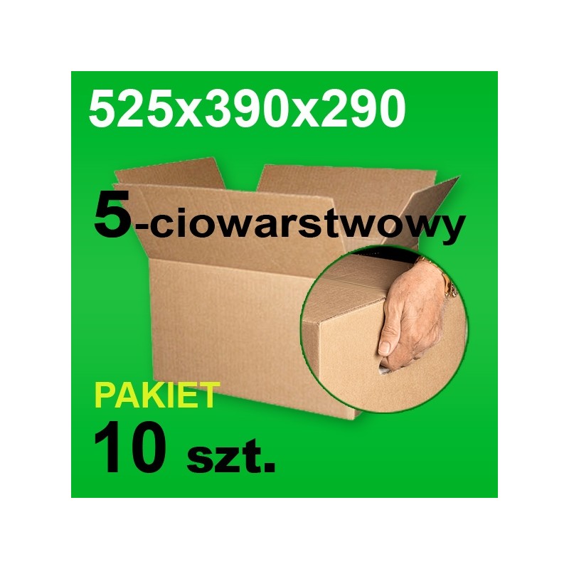 Karton 525x390x290 5w z uchwytami P-10 szt.