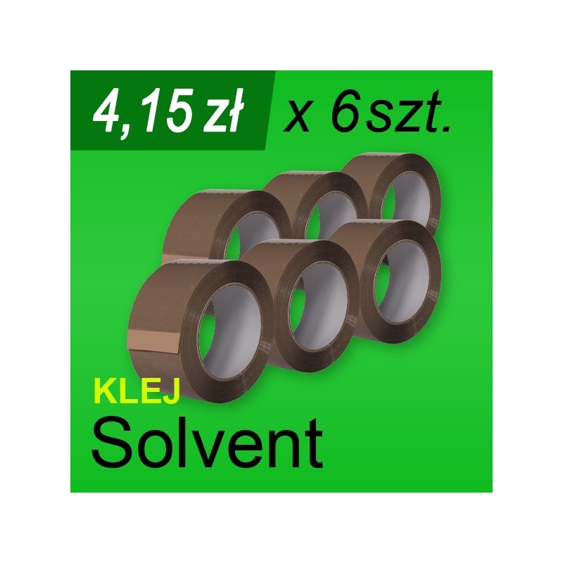 Taśma pakowa Solvent brąz - 6 szt.