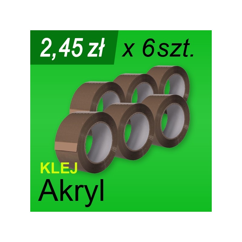 Taśma pakowa Akryl brąz - 6 szt.