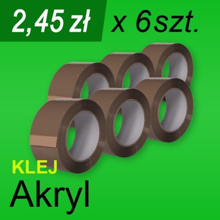 Taśma pakowa Akryl brąz - 6 szt.