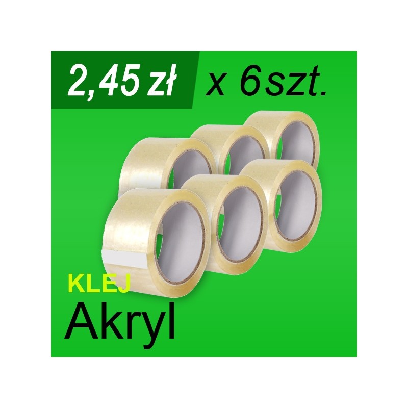 Taśma pakowa Akryl bezb. - 6 szt.